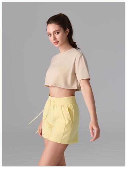 Camiseta deportiva de licra, estilo corto y holgado, transparente, de secado rápido y suave al tacto, ideal para fitness, running y yoga.