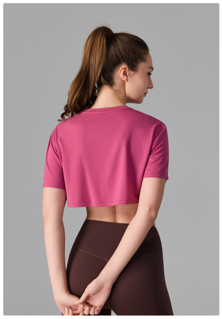 Camiseta deportiva de licra, estilo corto y holgado, transparente, de secado rápido y suave al tacto, ideal para fitness, running y yoga.